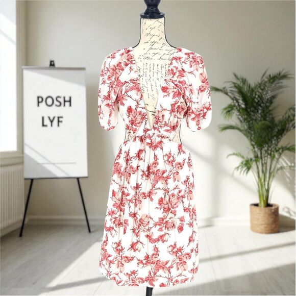 Bardot NWT Eden Floral Plunge Neck Minidress Small - Picture 1 of 9